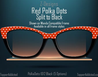Adorno metálico para gafas con lunares rojos para un par de gafas