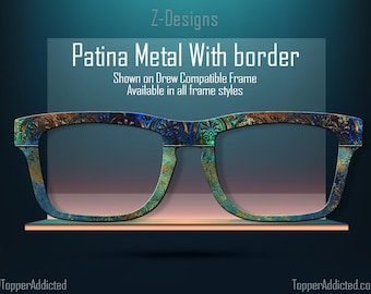 Distressed Copper Patina Print with Border for Pair Eyewear Compatible Magnetic Toppers - Metal Topper