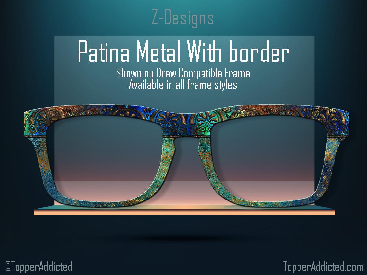 Distressed Copper Patina Print with Border for Pair Eyewear Compatible Magnetic Toppers - Metal Topper
