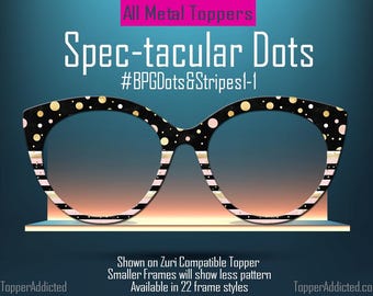 Spec-tacular Dots – Trending Black, Pink & Gold Dots + Stripes Topper | Metal Topper for Pair Eyewear | Fashionable Toppers - Fast Shipping