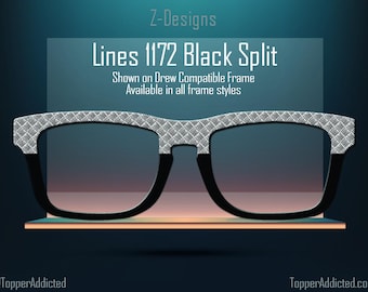 Line Design with Black Split for Pair Eyewear Compatible Magnetic Toppers - All 30+ Top Frame Styles in Metal