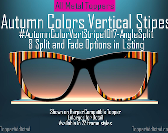 Autumn Stripes Metal Magnetic Topper for Pair Eyewear Glasses – Fall Color Glasses Accessory for men & women with Seasonal Style. Ships Fast