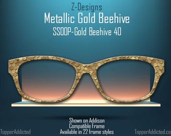 Metallic Gold Beehive Topper for Pair Eyewear Compatible Magnetic Glasses- All Styles on Metal Top Frames with FAST shipping from Texas.