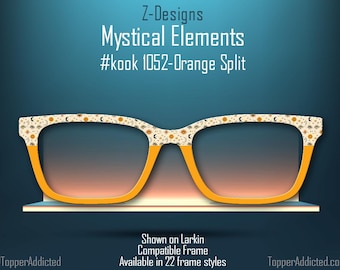 Mystical Elements in Beige, Orange and Charcoal -  on Magnetic Glasses Toppers Compatible with Pair Eyewear - All 30 Styles - Fast Shipping.