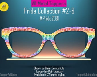 Rainbow Daisy Burst - Pride 2-8 - Magnetic Pride Floral Topper for Pair Eyewear - Ships FAST. Pride Month LGBTQ, Out and Loud, Pride Flowers
