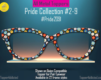 Blackout Daisies - Pride 2-9- Magnetic Floral Topper for Pair Eyewear - Ships FAST. Pride Month LGBTQ, Out and Loud, Pride Daisies