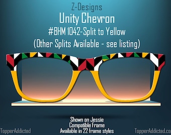 Unity Chevron Toppers for Pair Eyewear Compatible for All Frames Metal Magnetic Frames. Black History Month Design