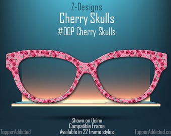 Cherry Skulls - cute with an edge - Pair Eyewear Compatible Magnetic Toppers
