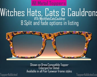 Halloween Toppers - Witches Hats, Cauldrons & Cats – Magnetic Metal Toppers for Pair Eyewear. Shipped fast and ready to wear.