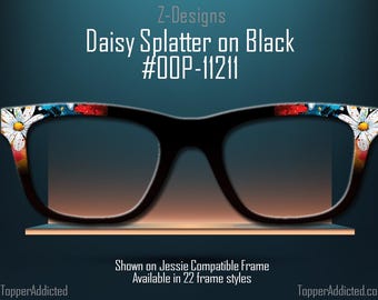 Daisy Spatter on Black – All Metal Magnetic Cover – Compatible with All Frame Style - FASTEST shipping.