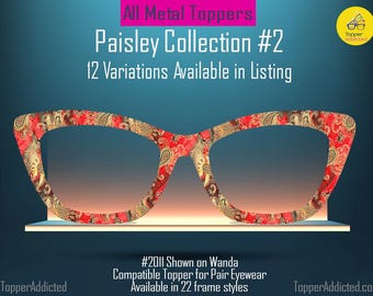 Paisley Collection of Metal Magnetic Toppers for Pair Eyewear | 12 Unique Patterns | All Styles | Fast Shipping.