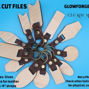 12 patrones para llaveros de madera y cuero Archivos SVG / Archivos glowforge / Llaveros láser