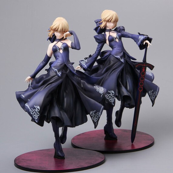 24cm Fate Stay Night Saber Black Dress Anime Figure Etsy