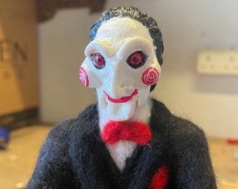 OOAK Saw Billy Puppet, Horror Collector Doll With Handmade Crate