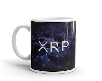 Crypto mok, XRP Ripple crypto valuta stijl glanzende mok