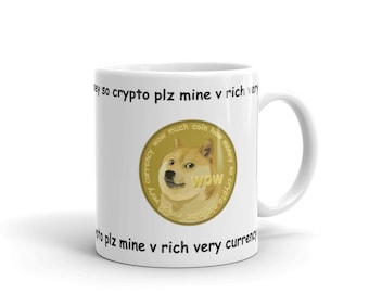 Tazza crittografica, dogecoin 'Doge' valuta crittografica digitale Blockchain Bitcoin Investor tazza bianca lucida in ceramica