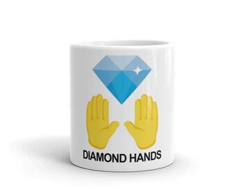 Crypto mug, Diamond hands stocks bitcoin crypto blockchain White mug 11oz