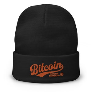 Bitcoin Orange Embroidered Satoshi Nakamoto Beanie
