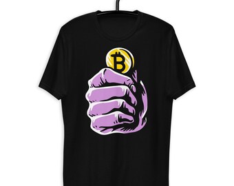 Bitcoin tee, Crypto coin T-shirt, visual distortion Bitcoin blockchain crypto currency mens gift Short Sleeve T-shirt