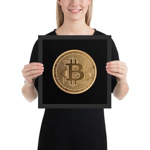 Bitcoin poster art, BTC crypto-currency Framed poster