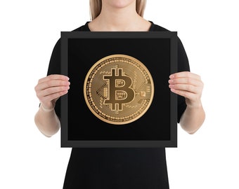 Bitcoin poster art, BTC crypto-currency Framed poster