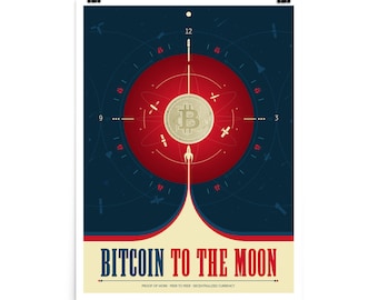 Bitcoin Poster, Bitcoin Mond Wandkunst, BITCOIN Krypto Wandkunst, BITCOIN Krypto-Krypto-Kryptowährung Altcoins-Krypto-Händler-Geschenk-Poster