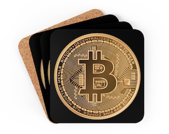 Crypto Drinks Coaster, Bitcoin BTC Kryptowährung Cork Back Coaster