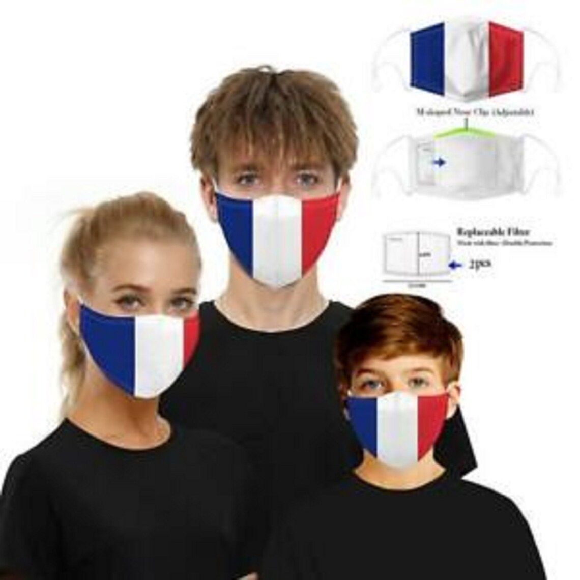 Design France Country Flag Face Mask Washable Adjustable Etsy
