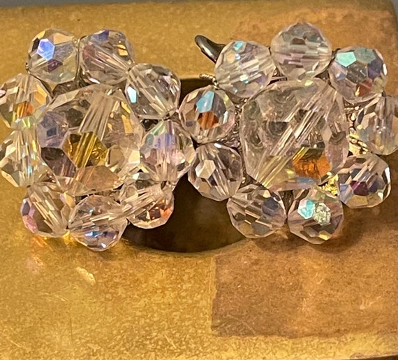 Coro Vintage Clip On AB Crystal Earrings From 195… - image 3