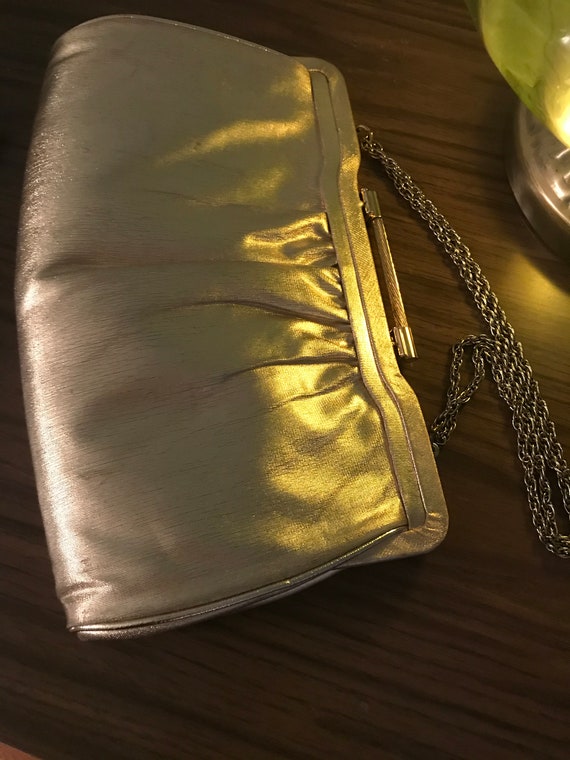 Mardane Vintage Gold Lame Evening Clutch/Handbag-… - image 7
