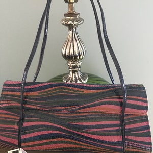 J. Renee Vintage Leather Striped Lava Lea Fuschia Multi Handbag