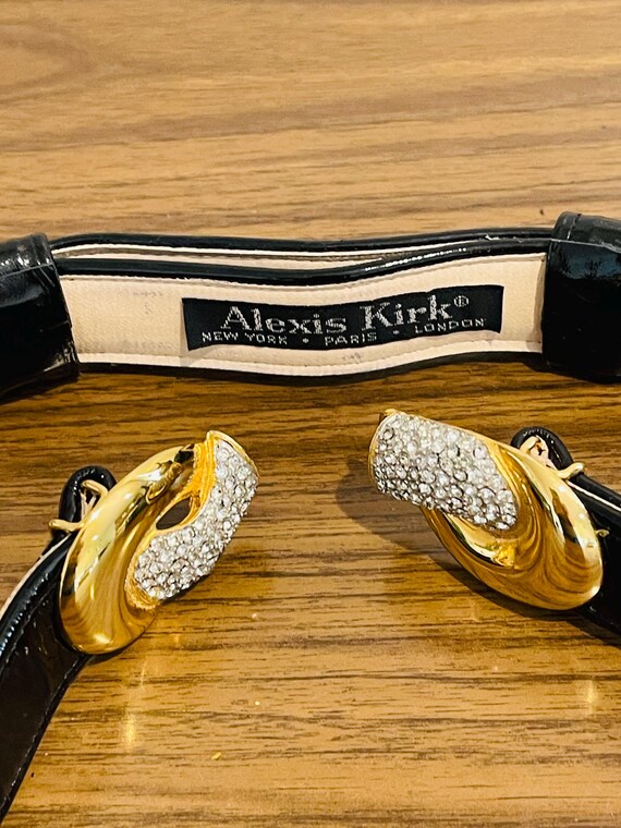 Alexis Kirk leather belt Vtg Alexis Kirk Belt Gold Ornate Buckle Red Snakeskin  main image 2