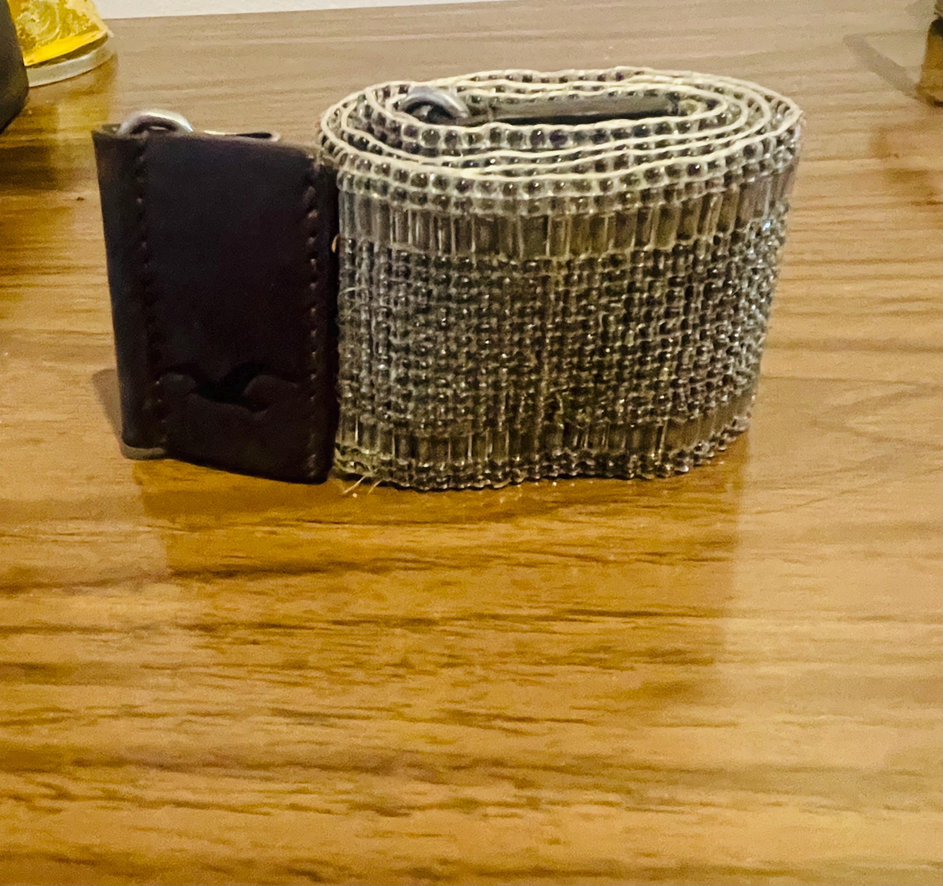 Vintage Hollister Silver Beaded Stretch Belt - Etsy Ireland display picture 1