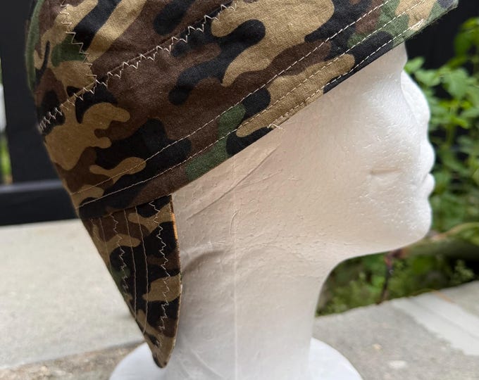 Camo Cotton Welding Caps, Biker Caps, Pipe fitter Caps (6 panels)