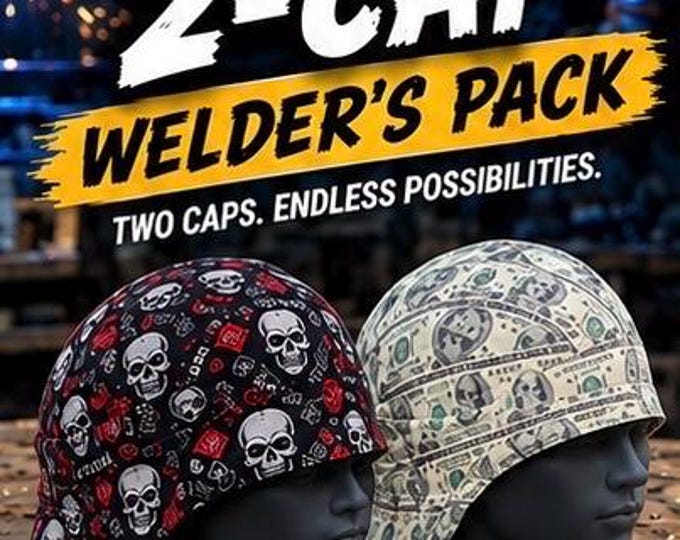 2-Pack Cotton Welding Caps, Handmade 6-Panel Welder Cap Set