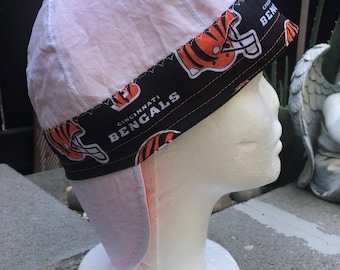 NFL Team White Cotton Welding Caps, Biker Helmet Skull Caps, Cotton Fabric, Pipe Fitter Caps, Weld Cap, Hard Hat, Handmade (6 panels)