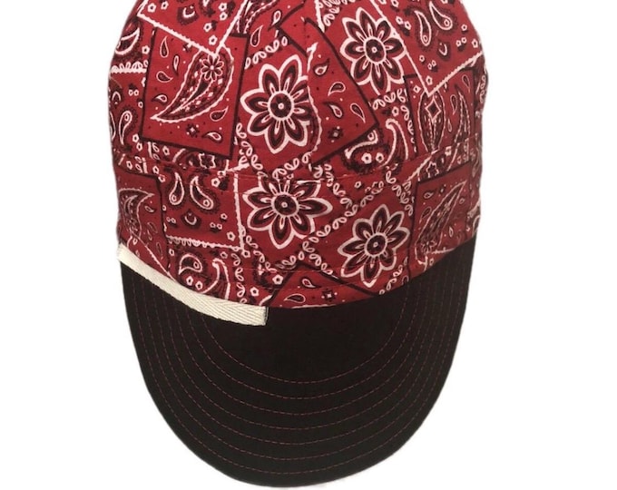 Red Bandana/ Solid Red Reversible Welding Cap - 6-Panel Design, High-Quality Cotton, Versatile Style, Great Gift Idea