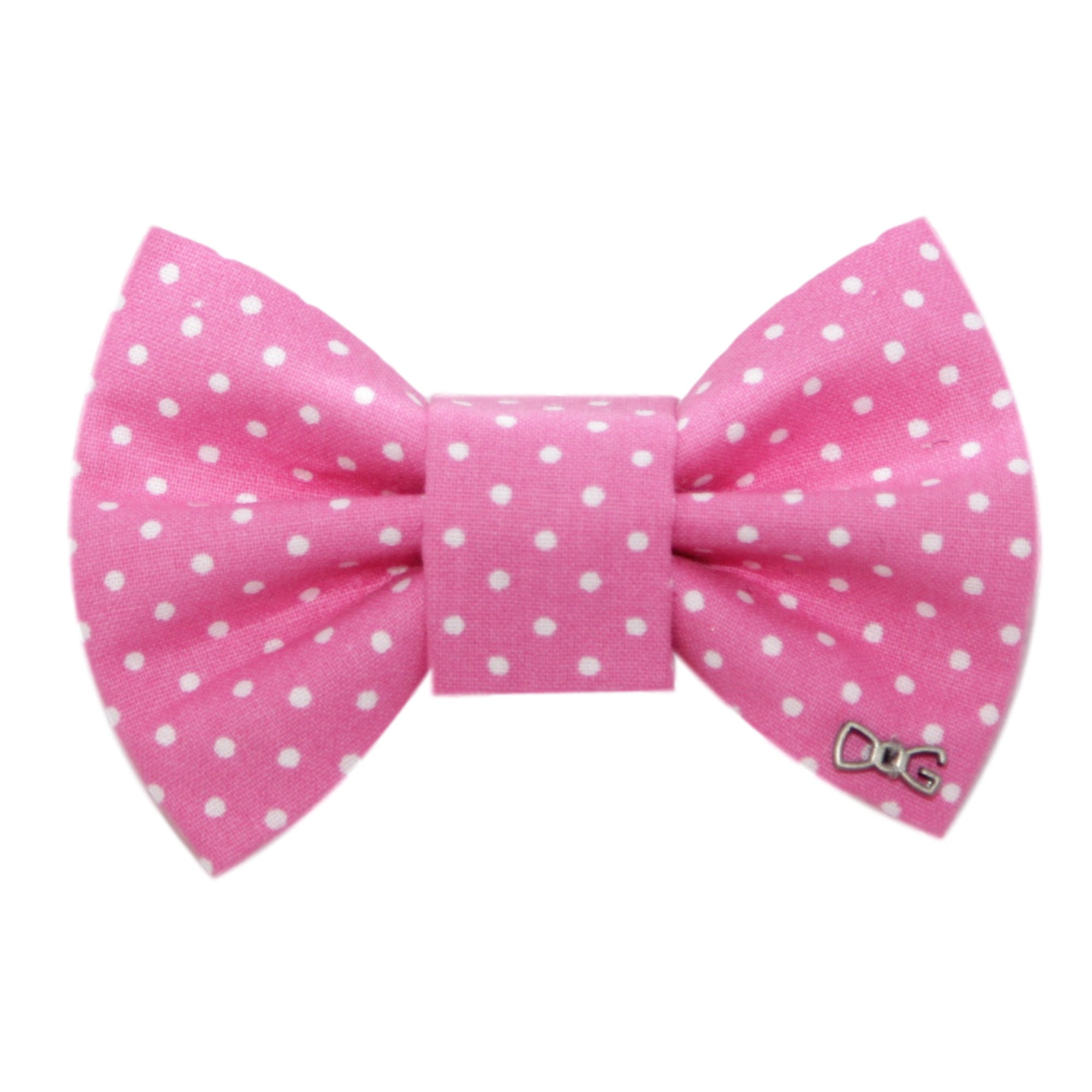 Nœud Papillon Rose à Petits Points Blancs Pour Chien