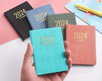 2024 A7 Mini Notebook 365 Days Portable Pocket Notepad Daily Weekly Agenda Planner Notebooks Stationery Office School Supplies