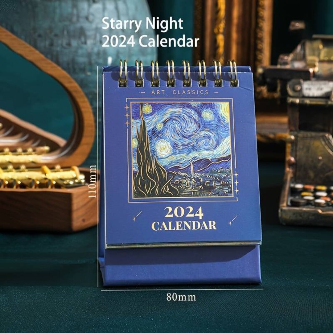 2024 Mini Artwork Painting Desk Calendar, Tabletop Flip Calendar