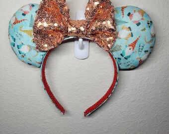 Gnome Christmas, Christmas gifts, Mouse ears headband, Christmas ears, Holiday decor, Under the Mistletoe, Rose gold ears