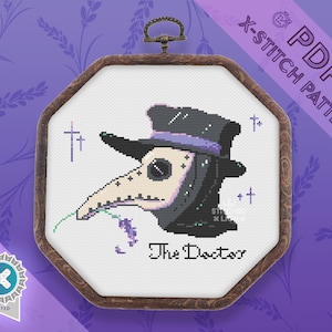 Plague Doctor Cross Stitch PATTERN | Medieval, Plagued, Middle ages, Witchy, Horror, Cottagecore, PDF Download, Goth Counted Cross Stitch
