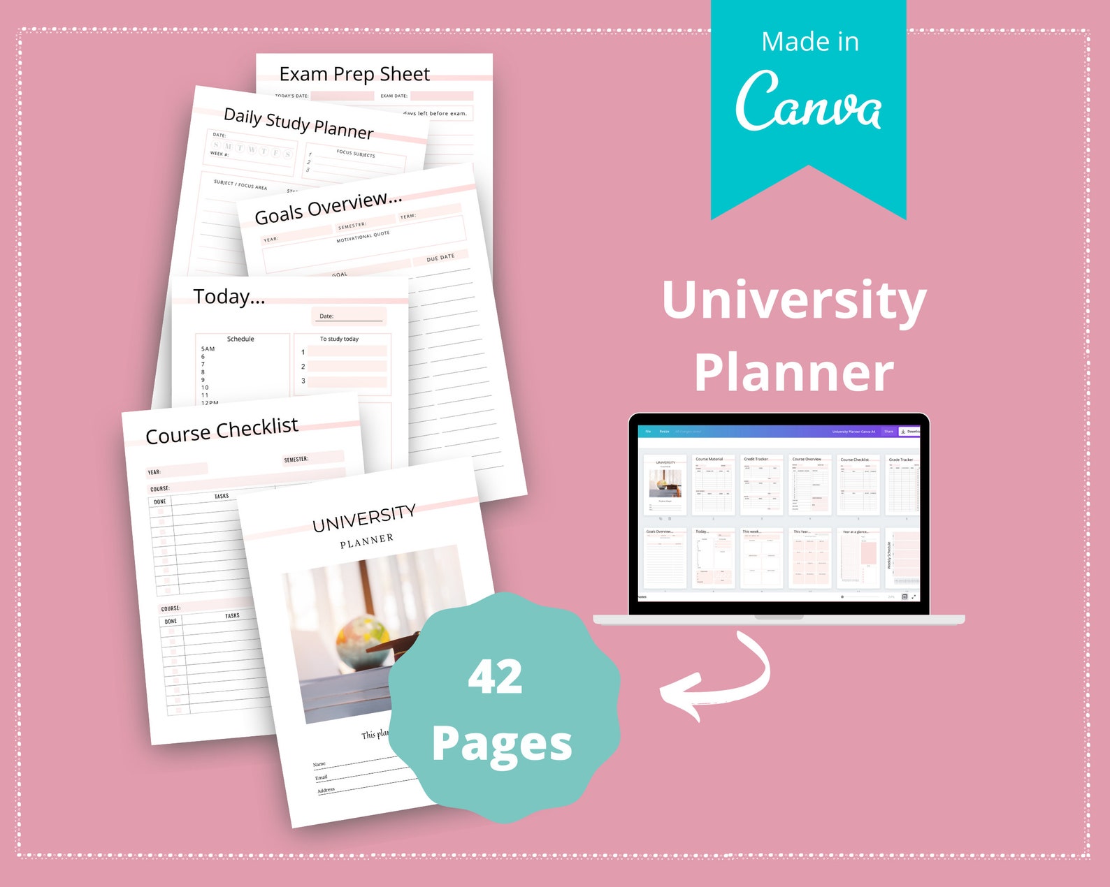 Editable University Planner in Canva Canva Template Pack Etsy