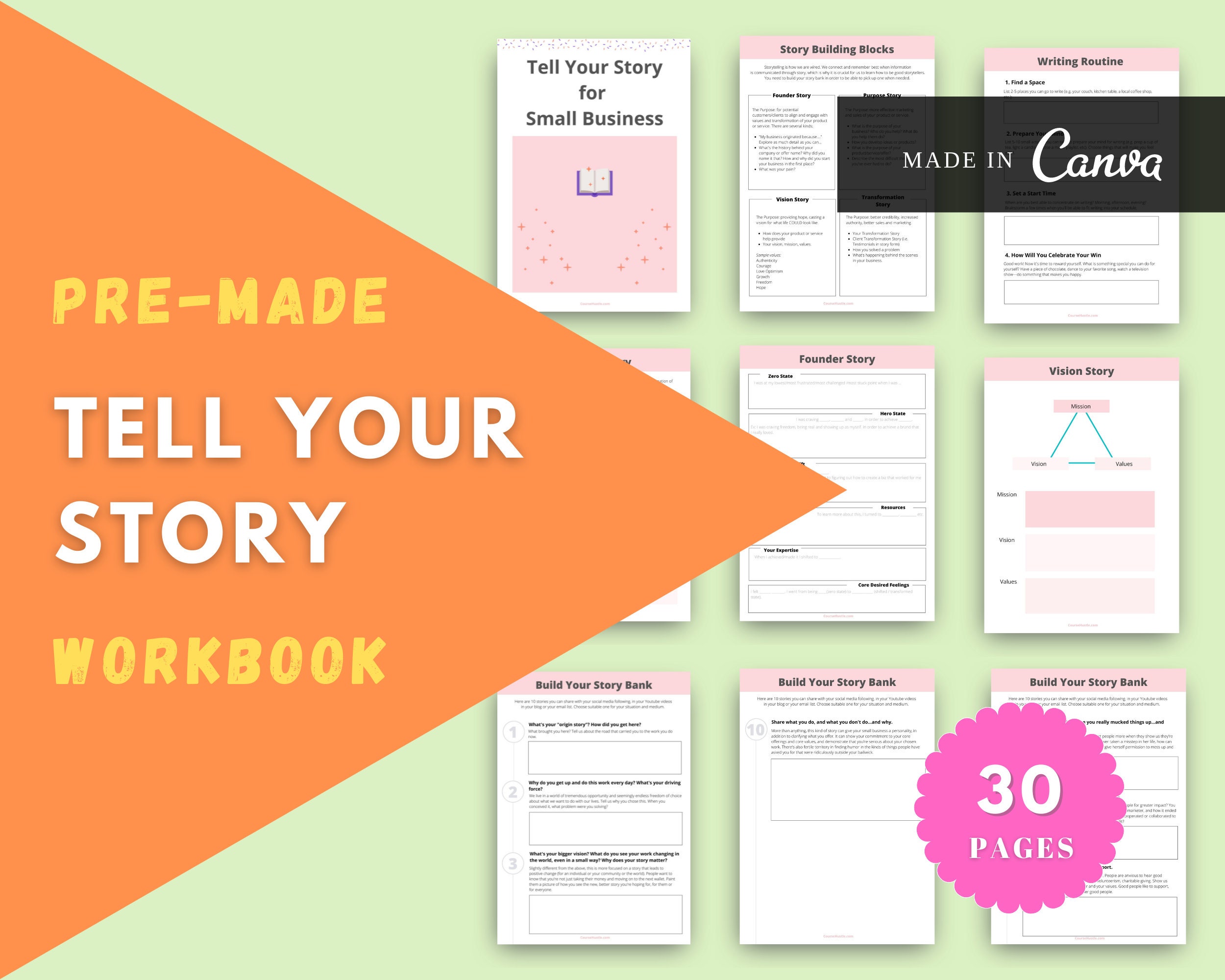 Premade Tell Your Story Workbook in Canva Done for You Etsy