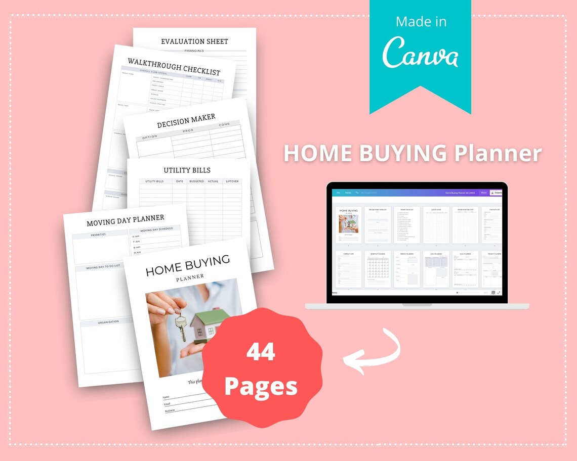 Editable Home Buying Planner in Canva Canva Template Pack - Etsy