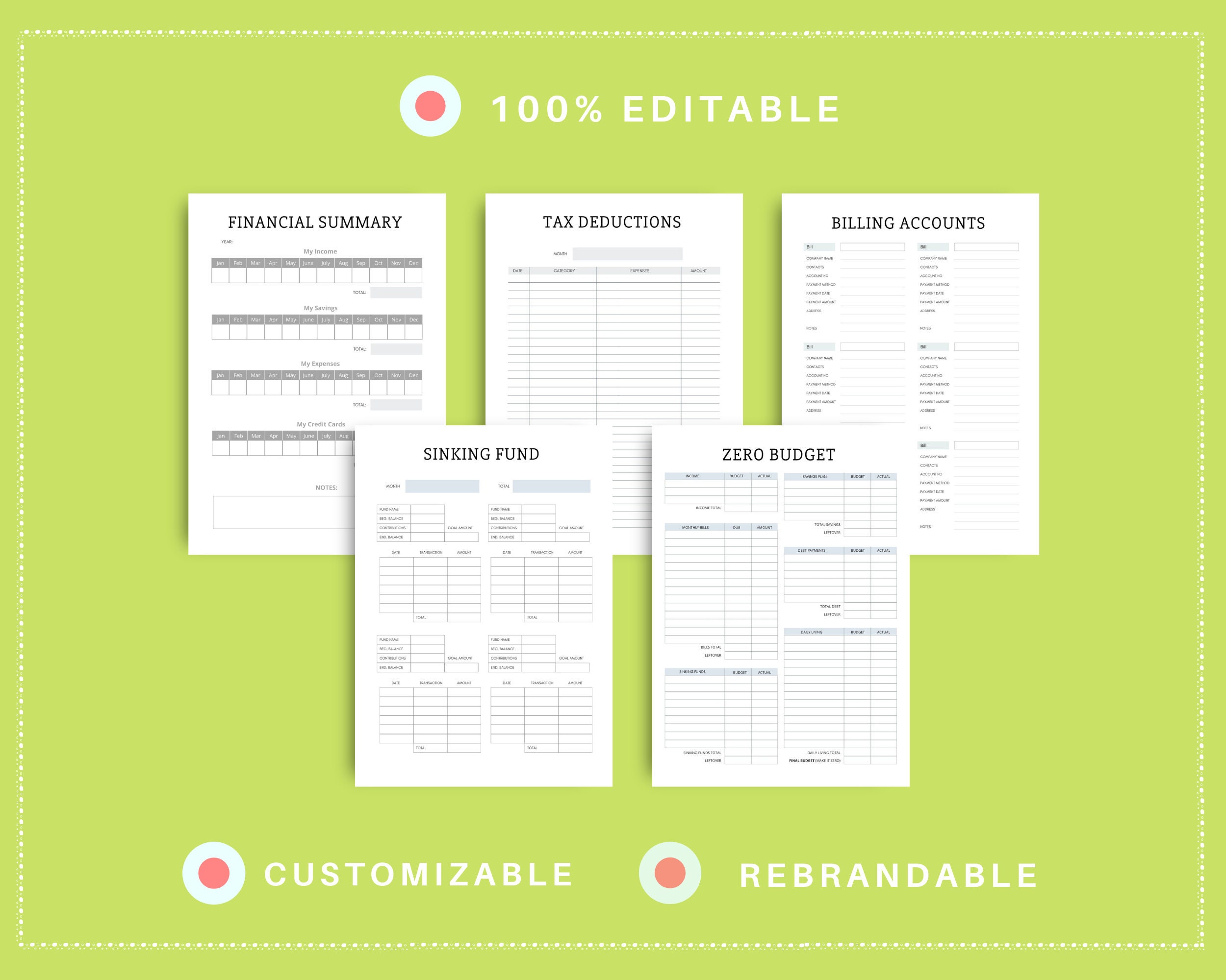 Editable Budget Planner Templates in Canva Canva Template Etsy Editable Budget Planner Templates in Canva Canva Template Etsy