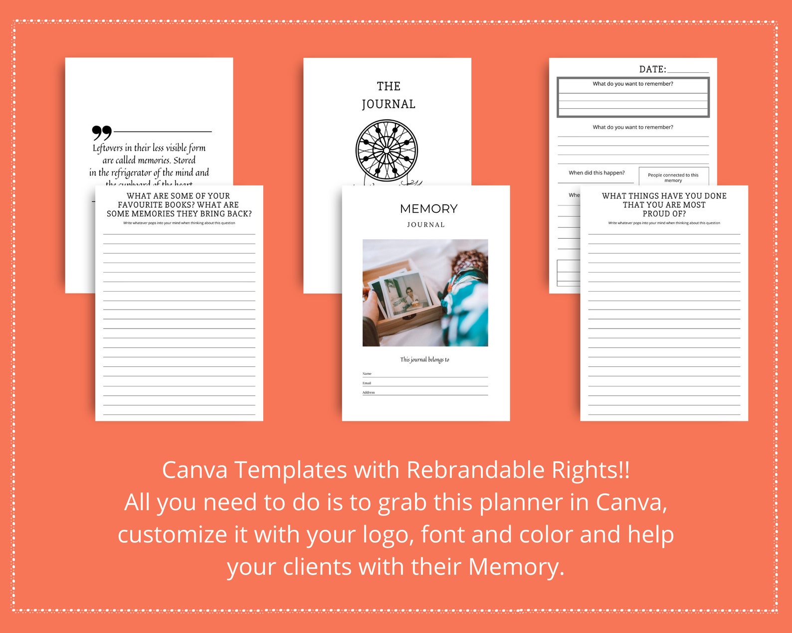 Editable Memory Journal in Canva Canva Template Pack Etsy