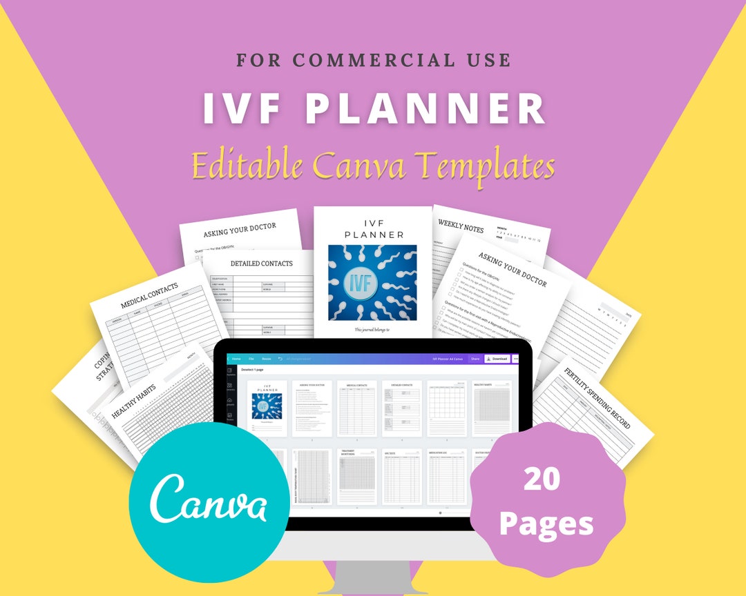 Editable IVF Planner Templates in Canva Canva Template Pack Etsy