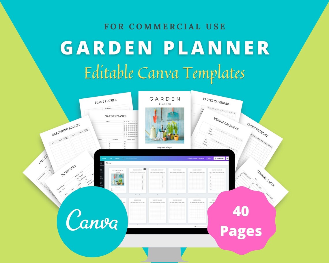 Editable Garden Planner in Canva Canva Template Pack Etsy Canada