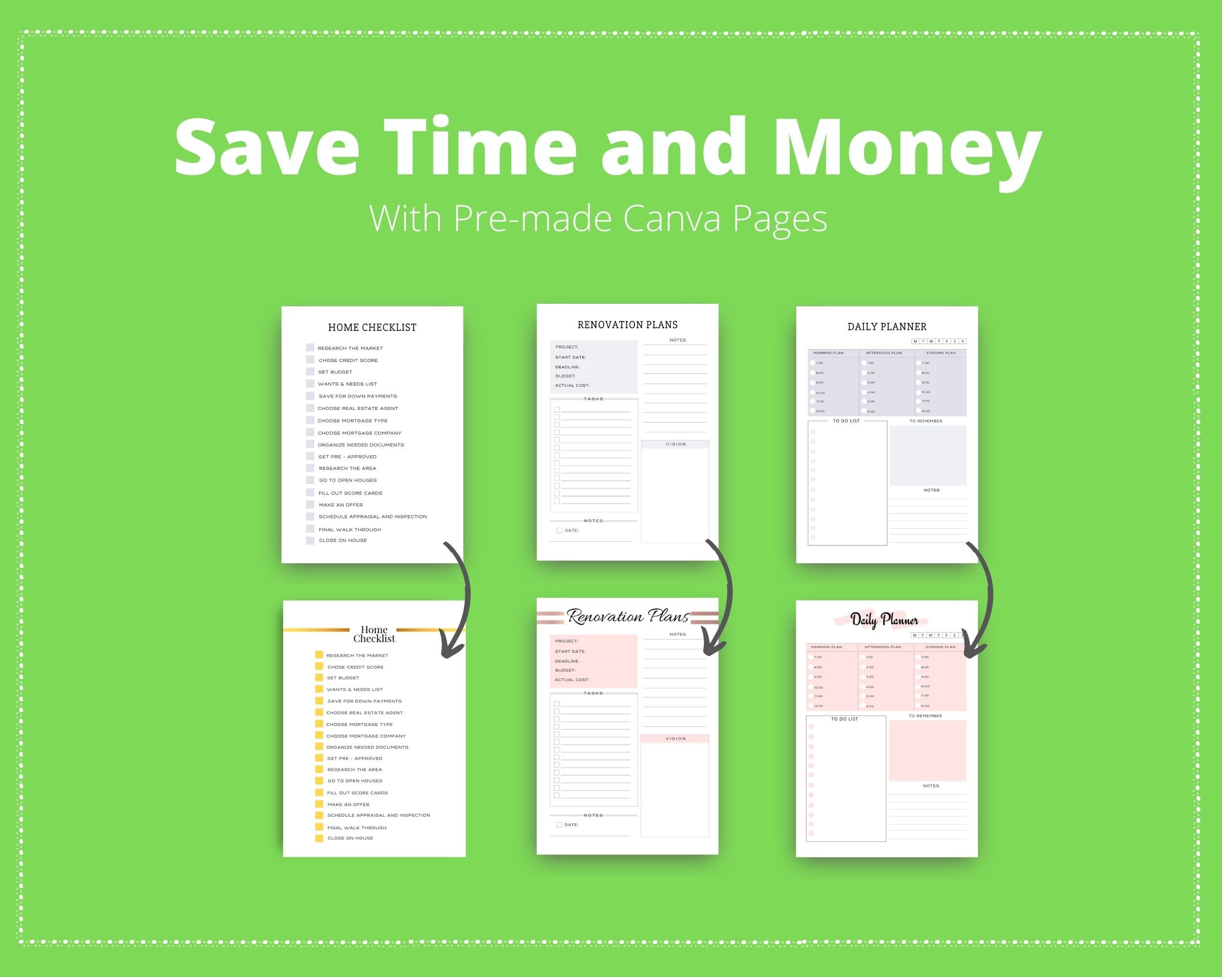 Editable Home Buying Planner in Canva Canva Template Pack | Etsy